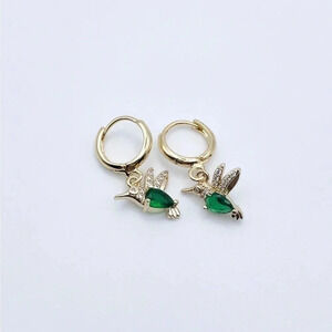 PETIT Green Bird Huggie Hoops Earrings